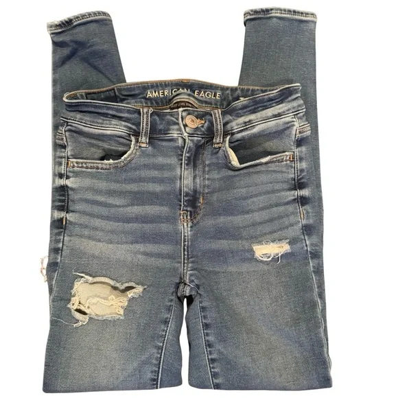 American Eagle Next Level Ripped High Waisted Jegging 2 - Picture 3 of 6